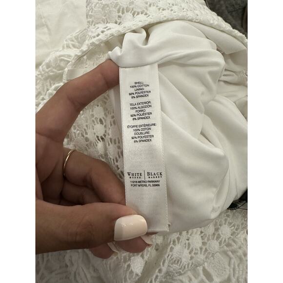 White House Black Market WHBM Sleeves Dress Size 4 White Crochet Mini - Picture 7 of 8